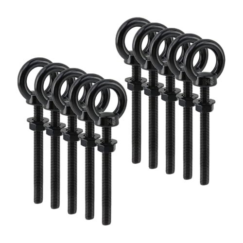 Dnyta 10 Pcs M8 Stainless Steel Eye Bolt, M8 x 80mm (5/16" x3-1/7) Eyebolts Black M8x80mm(5/16"x3-1/7")