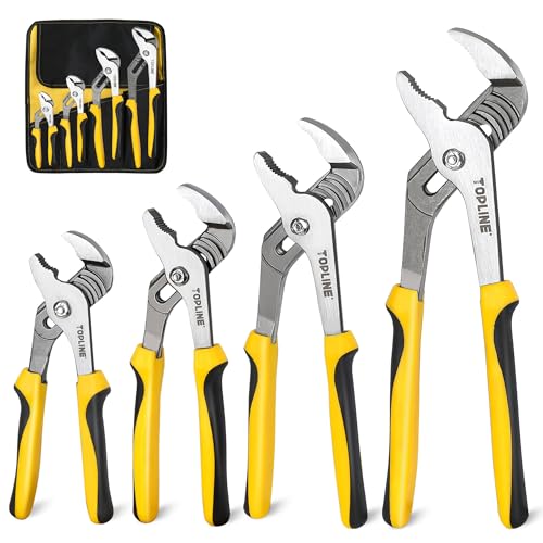 TOPLINE 4-Piece Groove Joint Pliers Set, Rolling Pouch Included