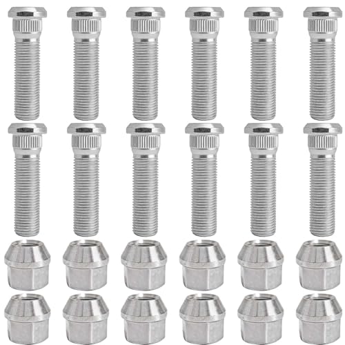 12Sets 1/2-20 Inch Wheel Stud with Nuts for Trailer Compatible with Lippert Axles 3500 lb, Compatible with Dexter Axles 4400 lb with 1/2"-20 UNF Thread Size, Wheel Studs 0.5 Inches