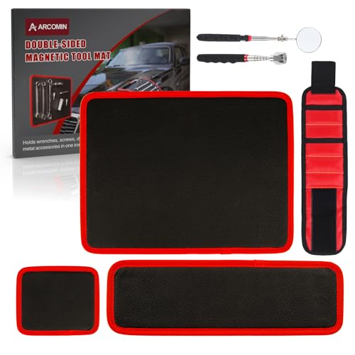 Magnetic Tool Mat Set, Wristband, Pickup Tool & Mirror for Auto Repair