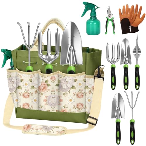 Gardening Tools Set with Floral Handbag,Gardening Gifts for Women