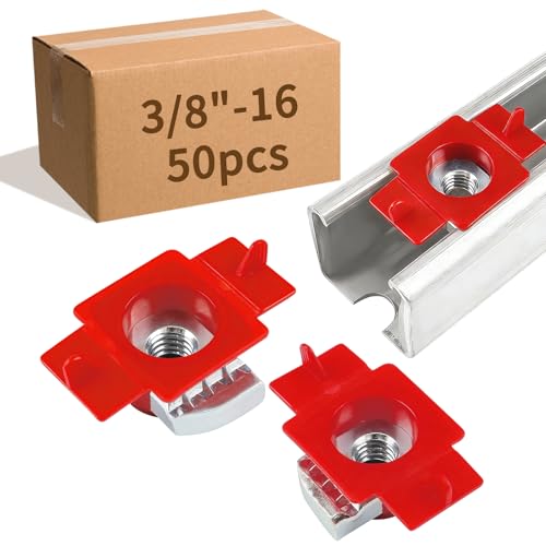 3/8"-16 50PCS Nylon Strut Channel Cone Nuts, Galvanized Channel Red 3/8"-16 50