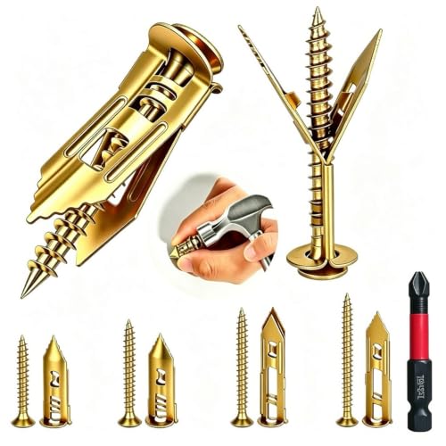 500 Pcs Self Drilling Drywall Anchors with Screws Kit 2 Sizes Sheetrock Anchors & 4 Sizes Zinc Expansion Screws Heavy Duty Drywall Anchor for Shelf, Mirror, Cabinet, No Drilling Required