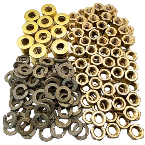 3/8″ Washer & Lock Washers, Includes Grade 8 Hex Nuts (300 Pieces) – Compatible with High Strength and Grade 8 Fasteners Flat + Lock Washer + Hex Nut – 300 Pack