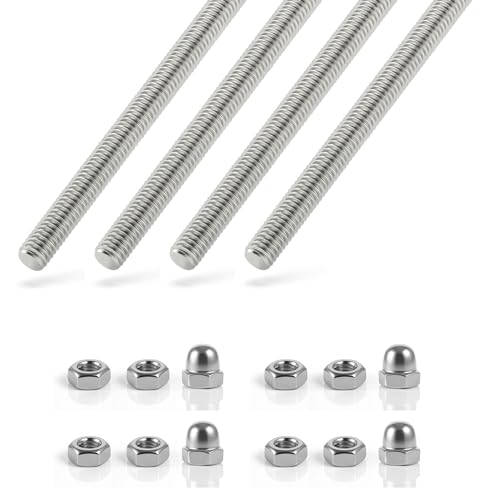 4Pcs 3/8"-16 Fully Right Threaded Rods Stainless Steel with Nut, 36" Long 3/8" -16, 36" Length 4