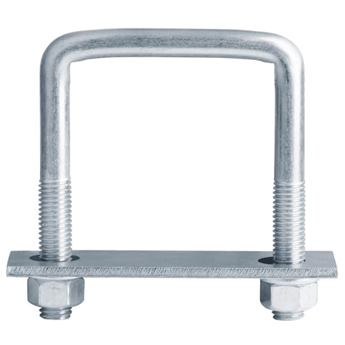 4 Pcs 3 Inch Wide Square U-Bolt, 1/2" x 3" W x 4-1/8" L 1/2" x 3-1/8"W x 4-1/8"L