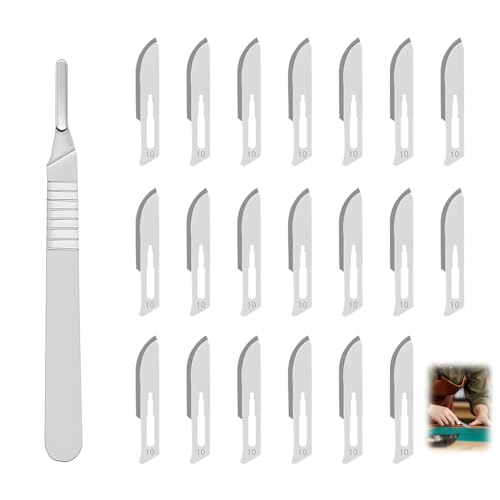 20 Scalpel Blades Disposable Scalpel Blades Replacement Blades No. 10 | Packed with 1, for cutting pedicures, craft modelling cutting materials, and leather, 20 pieces, individually packaged
