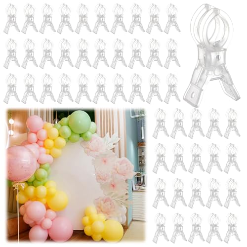 LemonRoad 50 Pack Large Balloon Arch Clips Spring Clamp for Backdrop, Clear