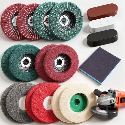 18 Pack 4 Inch Buffering Wheels Polishing Kit with Compound for Angle Grind