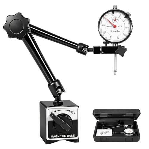 Dial Indicator with Magnetic Base, 0-1 inch Dial Test Gauge Indicators Graduation 0.001",132lbs Mag Base Runout Gauge Set