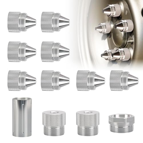1.375''X24 Aluminum Alloy Cone Shaped Parts Fit for Sealed End Cap Aluminum Alloy End Cap Compatible with Tire Anti Theft Cover Fit for Fretlina Kenworth Peterbilt Volvo MCCA 12 Pack (Silver) Silver