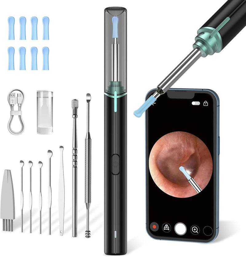 Ear Wax Remover, IP67 Otoscope, Ear Cleaner with Camera | 3.5 mm otoscope, IP67 waterproof, 8 replacement attachments, compatible with Android smartphones, iPhones and iPads