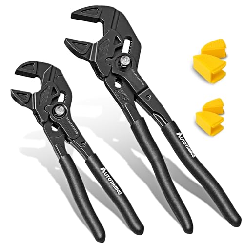 7/10in Adjustable Plier Wrench CR-V Parallel Jaw Groove Lock Black Black-7&10