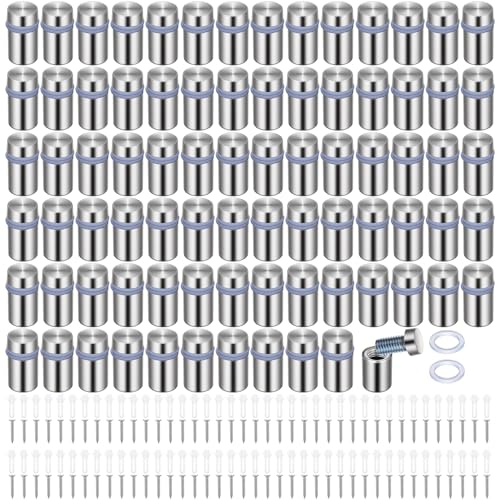 80PCS 1/2 x 3/4 Inch Stainless Steel Standoff Screws, Metal Standoff Pin Wall Mounting Hardware Kit for Acrylic Glass Sign Picture Frame Advertising Display