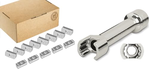 Strut Channel Nuts 1/4"-20 No Spring - 60 Pcs, 1/2″ Drive 3/4″ (19mm) Strut Channel Impact Socket