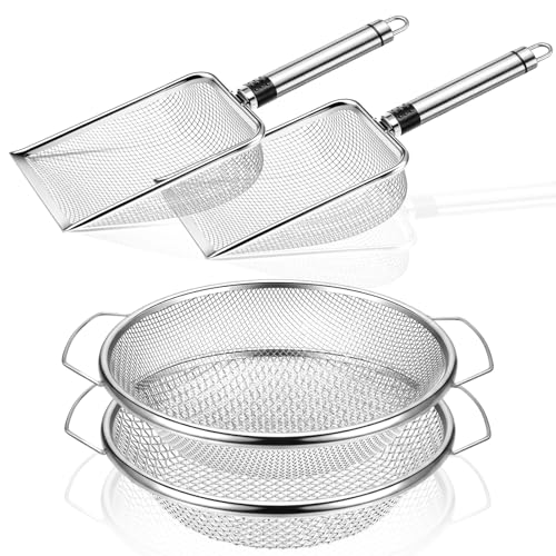 Gisafai 4 Pcs Soil Sifter for Gardening, Stainless Steel 3/5/6mm Mesh