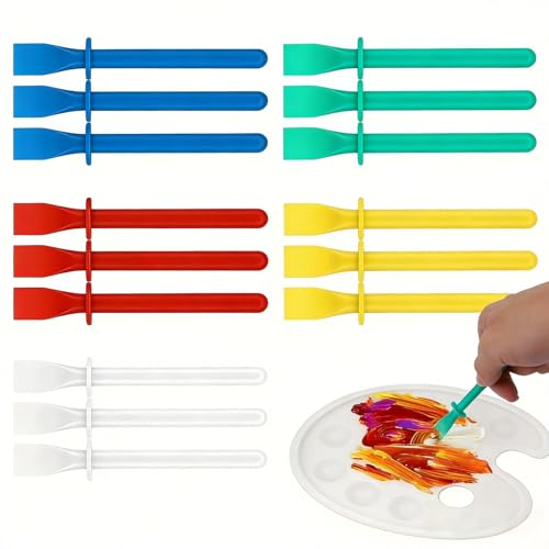 Glue Spreader Tool Set 15 Pcs, Plastic Glue Applicator Sticks for Woodworking, DIY Crafts, Epoxy Resin – Flatback Adhesive Spreaders, Durable & Easy-Clean, 5 Colors