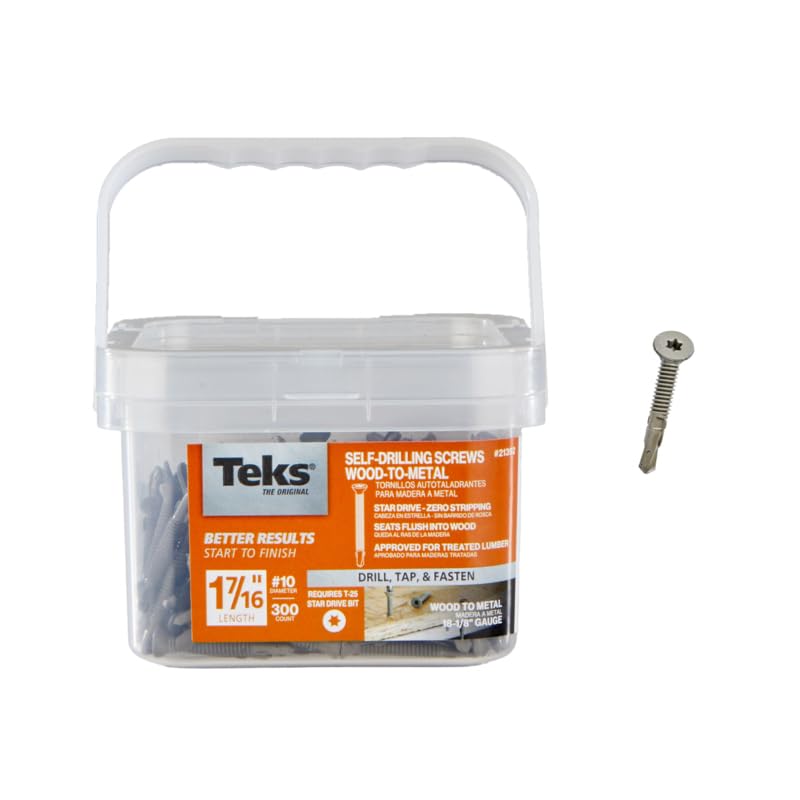 Teks #10 x 1-7/16" Wood-to-Metal T-25 Self-Drilling Screws, 300 PCS #10 x 1-7/16"