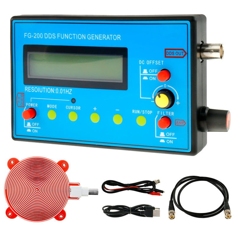 FG-200 DDS Function Generator 1-500kHz Frequency Generator USB Charging Schumann Wave Generator Function Signal Generator Multifunctional Output Waveform (Sine Wave, Rectangular Wave, Triangle Wave)