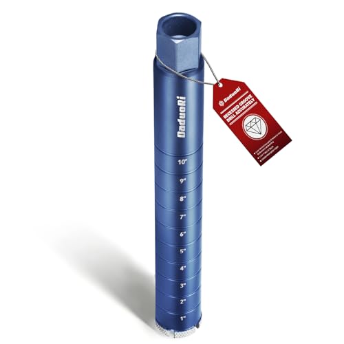 2" Core Drill Bit with Etched Depth Scale – Industrial for Reinforced Concrete, Brick Block, Masonry,1-1/4"-7 UNC,14" Drilling Depth, Precision-Welded & Aggressive Sharp 12mm Segments, Wet 2 Inch