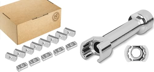Strut Channel Nuts 3/8"-16 No Spring - 60 Pcs, 1/2″ Drive 3/4″ (19mm) Strut Channel Impact Socket