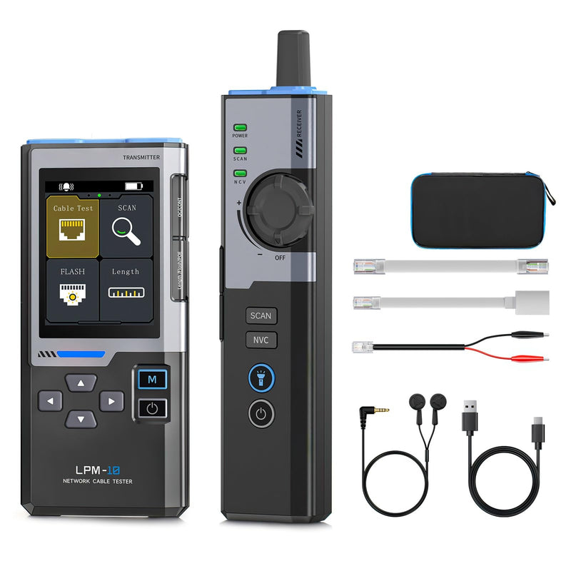 Network Tester, Network Tester, Cable Network Cable Tester, Interference-free PoE Cable Test, Crimp Test, Cable Speed, Port Flashing Detection, NCV Contactless Detection (LPM-10A)