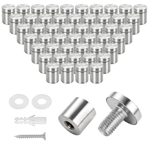 50 Pack 1" x 1.2" Stainless Steel Standoff Screws for Acrylic Signs, Silver 1" x 1.2", 50 Pcs