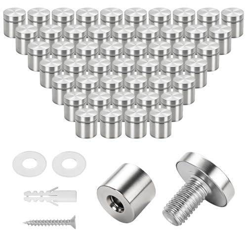 50 Pack 1" x 1" Stainless Steel Standoff Screws for Acrylic Signs, Silver 1" x 1" , 50 Pcs