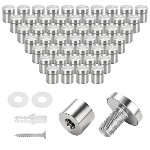 50 Pack 3/4" x 3/4" Stainless Steel Standoff Screws for Acrylic Signs, Silver 3/4" x 3/4" , 50 Pcs