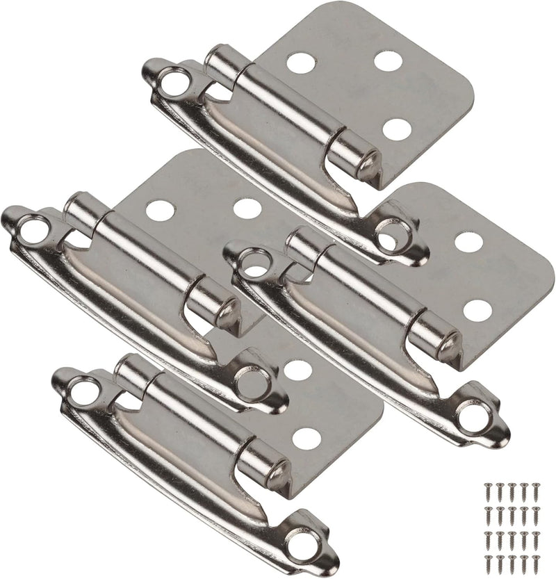 Self Closing Cabinet Hinges for Face Frame,Cabinet Hinges, Metal Hardware for Kitchen Cabinets and Doors (Nickel, 24Pack) Nickel