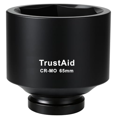 TurstAid 3/4 Inch Drive Impact Socket 65mm, Heavy Duty Cr-Mo Deep Impact Sockt, 6-Point Design, Metric