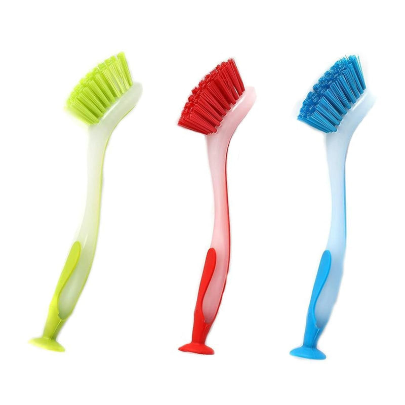 Washing Up Brush with Handle, 3-Piece Cleaning Brush with Extended Handle, Soft Dish Scrubber, Scrubbing Brush for Dishes, Washing Brush, Bathtub for Sinks Pans Sink Cleaning