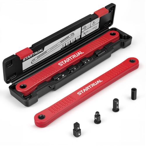 3/8 inch Offset Extension Wrench, Impact Ready Socket Wrench Universal Extender Tool with 1/2", 3/8", 1/4" Square Drive for Tight Spaces (Red) Red