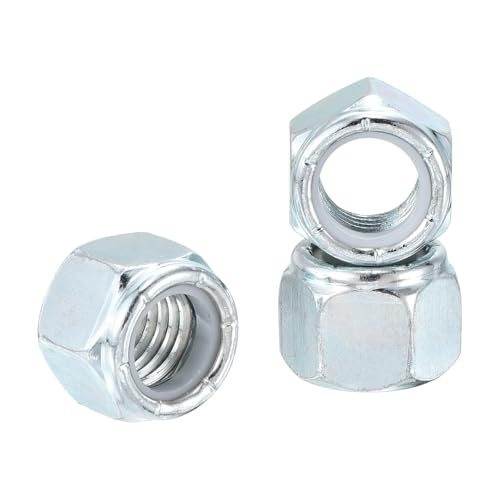 10Pcs 1"-8 Nylon Locking Hex Nuts CarbonSteel Blue and White Blue and Whtie 10