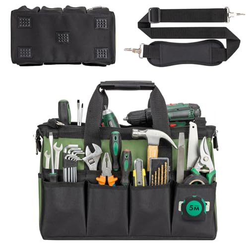 Tool Bag 16 Inch, 18 Pockets Soft Tool Box Organizer, Green