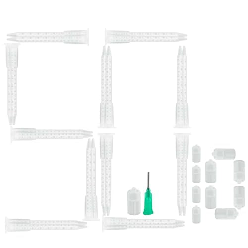 50 Pieces White Epoxy Mixing Tips Nozzles Straws Mixer and 10 Pieces White Mixing Nozzle Connector for Epoxy Tubes Static Tips