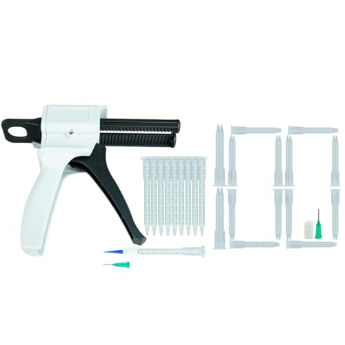 Dispensing Gun Kit Mixing Dispenser Gun with Mixing Nozzle Tip and 100 Pieces White Epoxy Mixing Tips Nozzles Straws Mixer