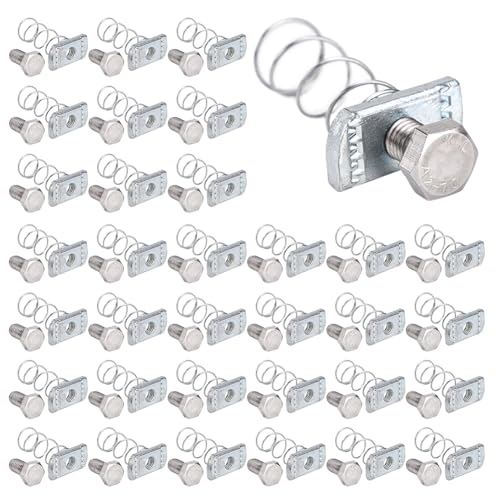 30 PCS Spring Strut Channel Nuts and Bolt Kit, M10 Iron Plain Channel Nuts with Long Spring & Hex Bolts, Zinc Electroplate Finish, Heavy Duty Fastener for 1-5/8" Strut Channels