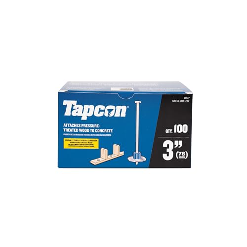 Tapcon 3 Inch Corrosion Resistant Powder Actuated Drive Pin, 100 PCS, with Washer, for Pressure Treated Wood, Made in the USA, Compatible with Tapcon T22, TP22, HS22, & SA27 Powder Actuated Tools ACQ, With Washer 3"