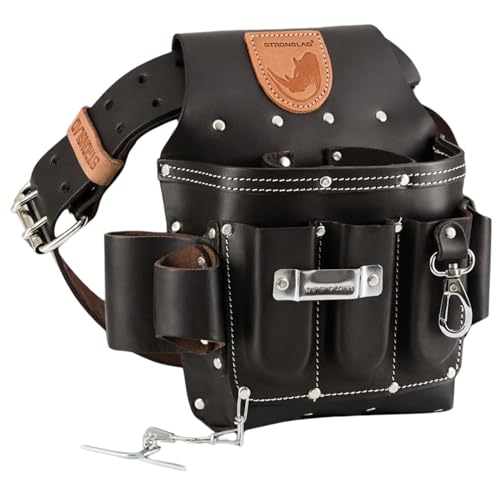 STRONGLAD Electricians Tool Belt - 13-Pocket Smooth Top-Grain Leather Pouch, Adjustable 29-46 in Fit, Heavy Duty Utility Belt for Electrical Work, Jobsite Tool Organizer Electrician's Tool Pouch