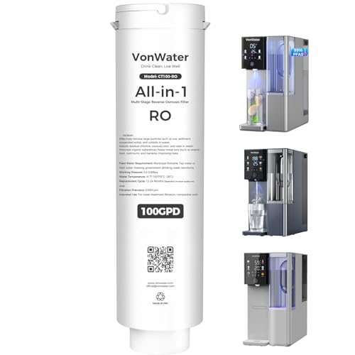 CT100-RO Replacement Filter | 𝐑𝐞𝐯𝐞𝐫𝐬𝐞 𝐎𝐬𝐦𝐨𝐬𝐢𝐬 RO Filter Cartridge for CT910/C5/CT910G Series | 100GPD 12-24 Months | NSF/ANSI372,42,58, Reduce TDS PFAS (CT100-RO) RO-3.25 x 3.25 x 12.6 inch