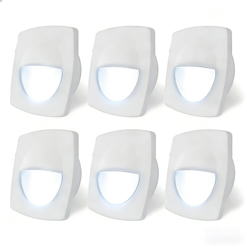 Boat Courtesy Lights, 2.2 Inch Square White Bezel Boat Deck Lights 12 volt LED Recessed Mount Low Voltage Mini Stair Light for Marine Sailboat Trailer RV Step Light 0.2W 15LM 6500K Lighting, 6-Pack Cold White Light