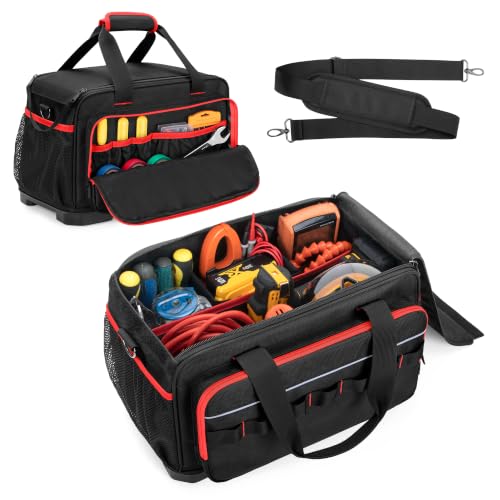 Rexmica 15-Inch Tool Bag Heavy Duty Tool Tote with EVA Hard Bottom