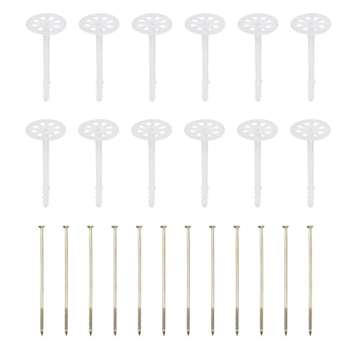 PATIKIL 162mm Perforated Insulation Pins, 50 Pcs Insulating Nails Wall Plug Plastic Expansion Bolt for Fixing Foam Boards to Masonry Wall or Ceiling