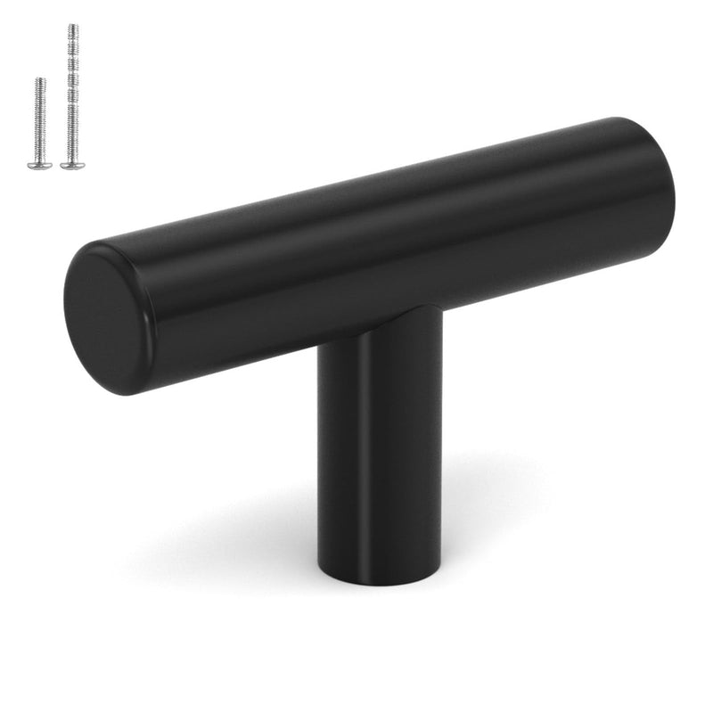 LONTAN 30 Pack Black Cabinet Knobs, Modern T Bar Single Hole Cabinet Hardware for Dresser Cupboard Kitchen Bathroom Black T Bar Knob