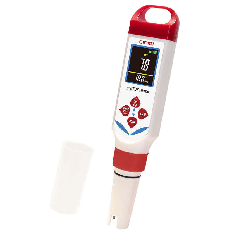 Digital pH Tester for Water, 3 in 1 pH TDS Meter for Drinking Water | 0-9990ppm pH pen with Color Display & Green Probe | AAA Battery Powered Water Tester for Drinking Water, RO/DI System Red+Blue