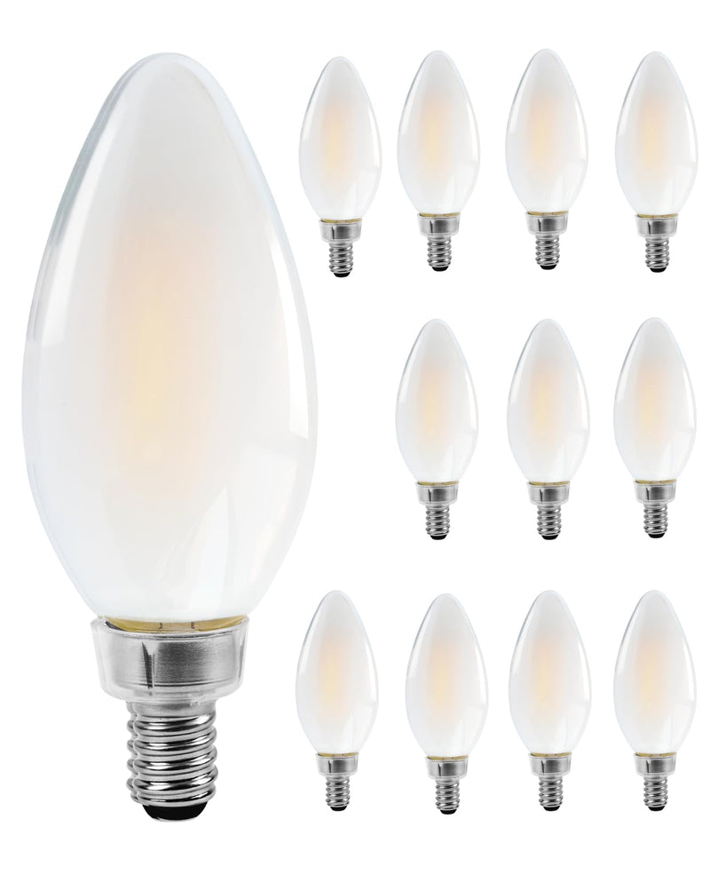FELCO Dimmable Led Chandelier Light Bulbs, E12 Candelabra Bulb 60 Watt Equivalent, 5.5W Frosted B11 Led Filament Candle Lights for Chandeliers, 500LM Bright, 2700K, 12Pack 2700k Warm White 12 Pack