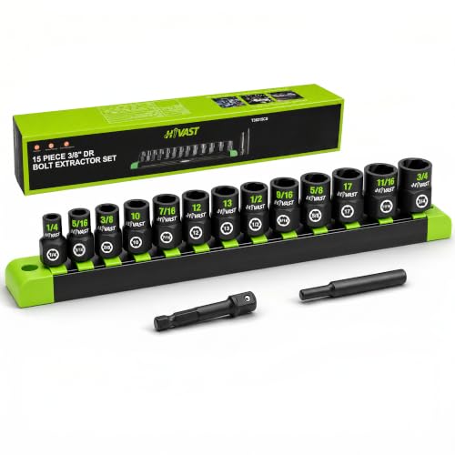 Impact NUT&Bolt Extractor Socket Set, 15-Piece 3/8" Drive 15PCS