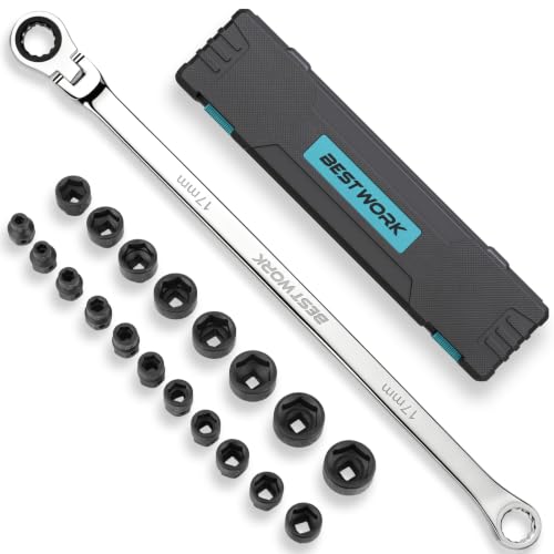 16.5" Long Flex Head Nano Ratchet Wrench & 19 Pcs 3/8" Nano Impact Sockets 20-Piece