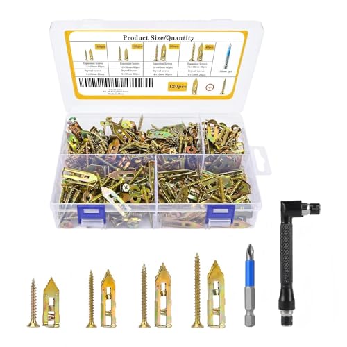 420 PCS Self Drilling Drywall Anchors with Screws Kit 420pcs-gold
